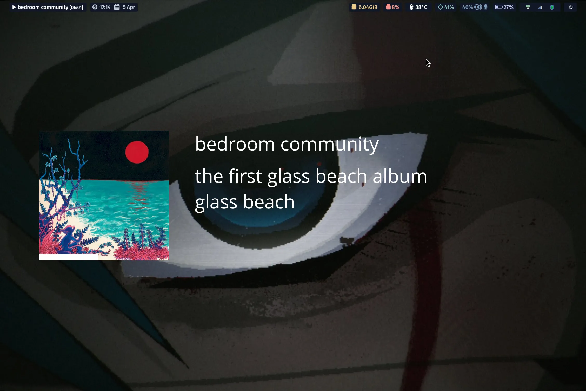 image showing the song info on my desktop